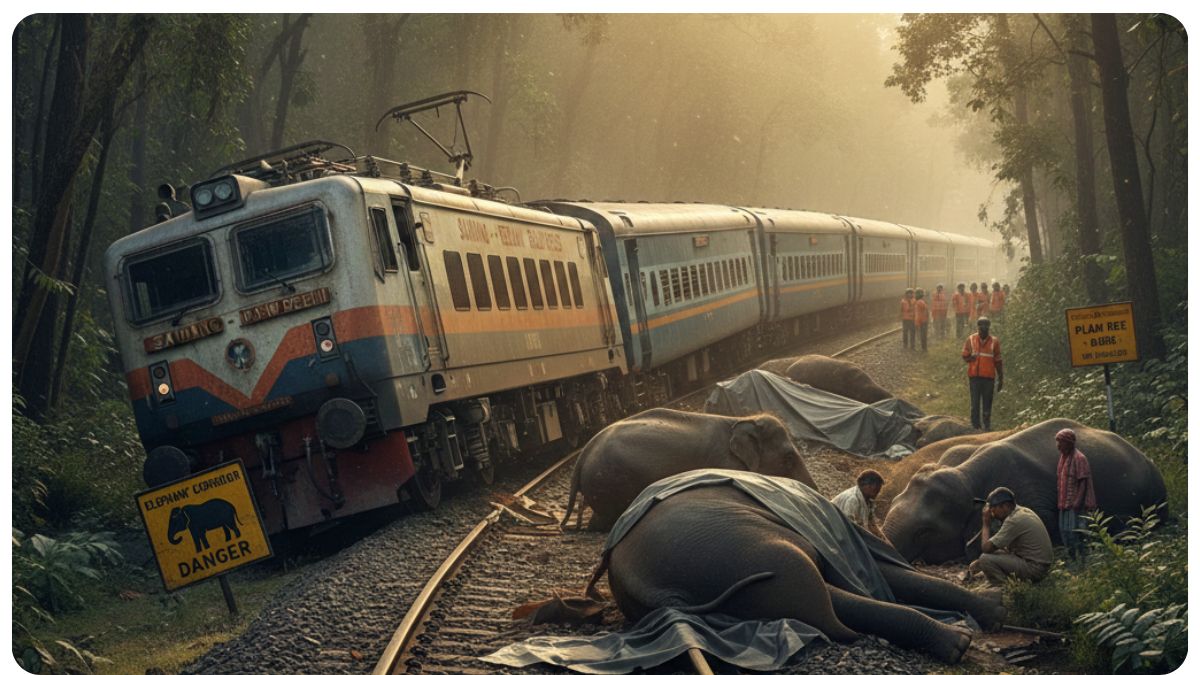Tragedy in Assam: 8 Elephants Dead as Rajdhani Express Tears Through Herd